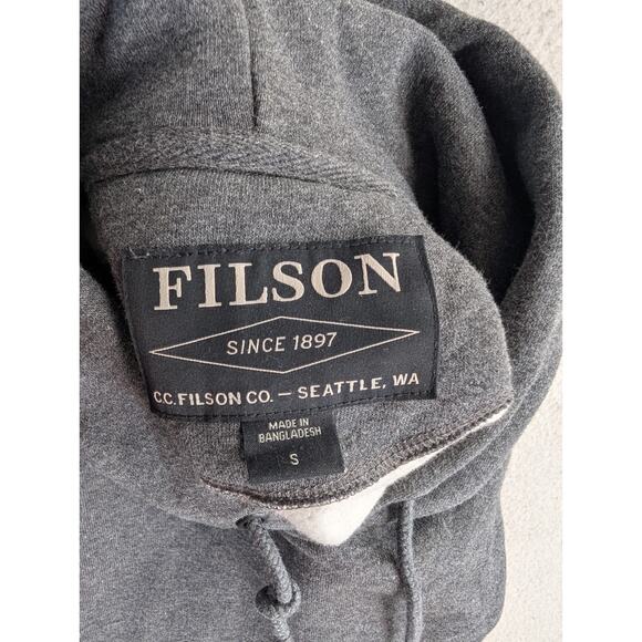 Filson Hoodie Sweatshirt Mens Small Gray Heavyweight Drawstring Kangaroo Pocket - Picture 16 of 16